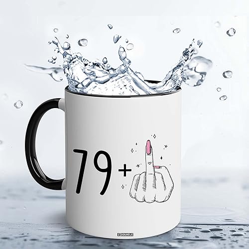 Miniatura 4 de BSQUIELE Regalos de 80 para mujeres, regalos de cumpleaños para mujeres, mamá, abuela, I Am 79 Plus 1 dedo medio igual a 80 cumpleaños tazas de café