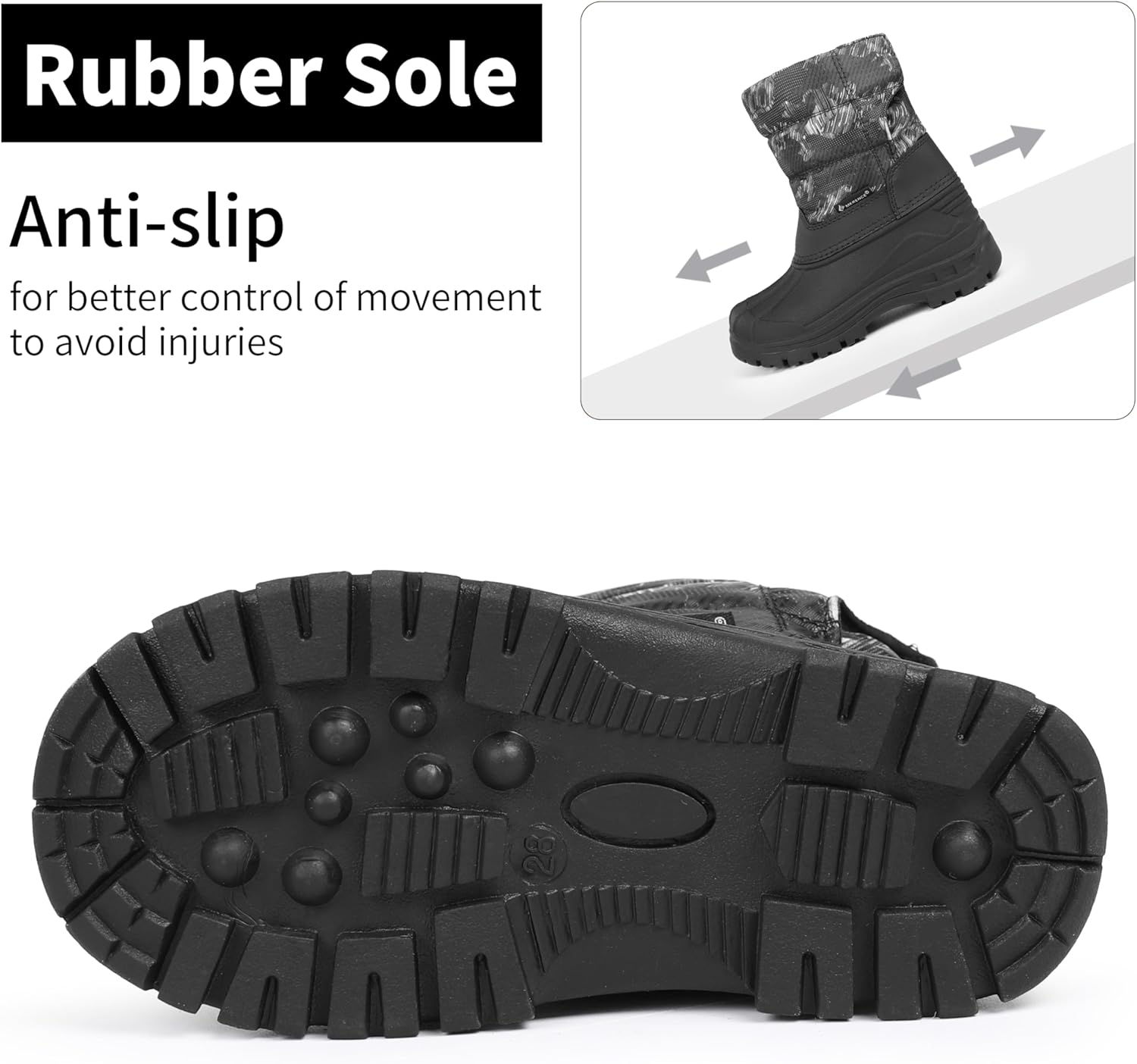 CIOR Kids Snow Boots Girls Boys Outdoor Boots Waterproof for Toddler Warm Boots with Fur Lined (Toddler/Little Kids)
