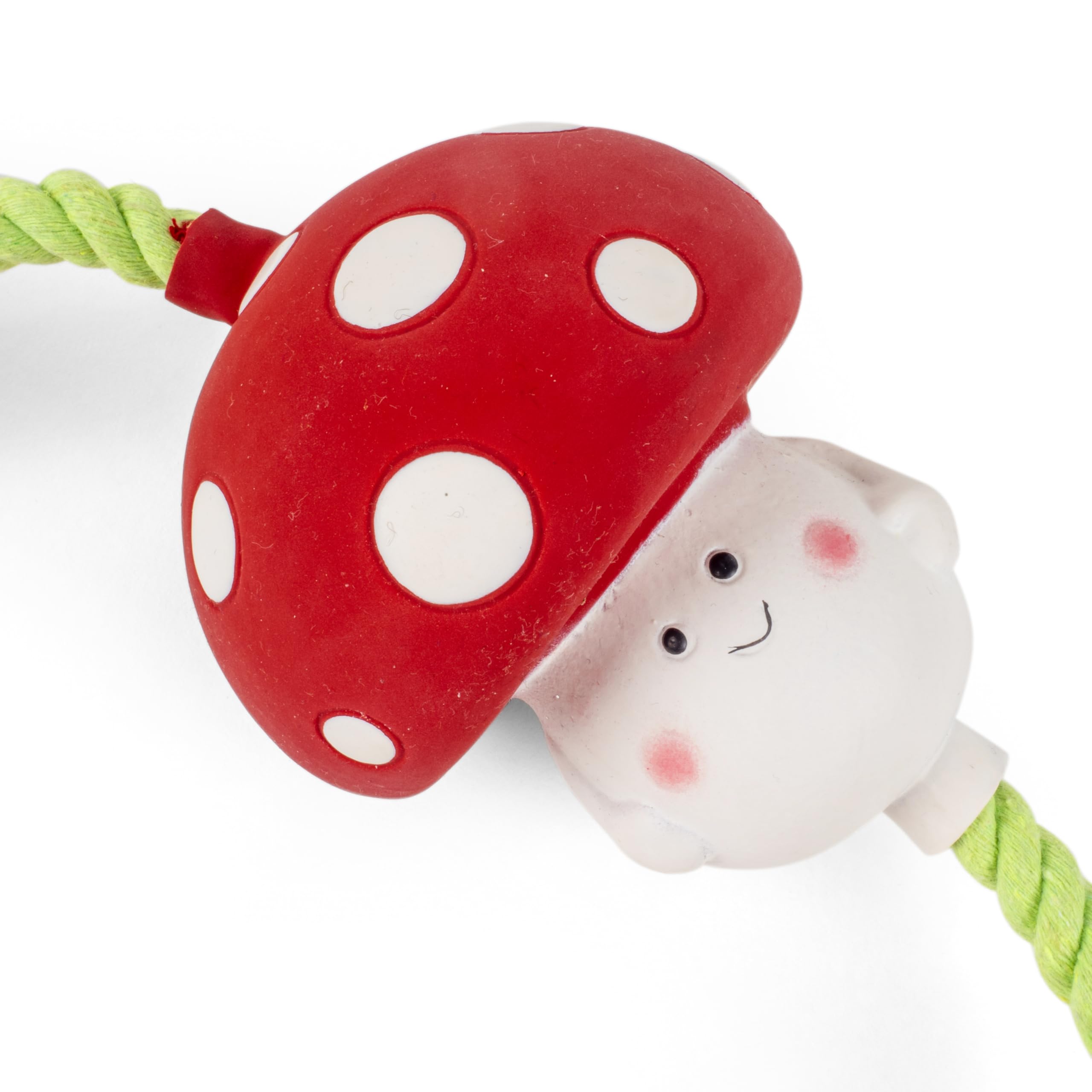 Fuzzl Tugga Magic Shrooms Dog Toy 75cm - Rope Latex and Plush Dog and Puppy Throw Fetch and Tug with Squeaker Mushrooms Enrichment - Image 3