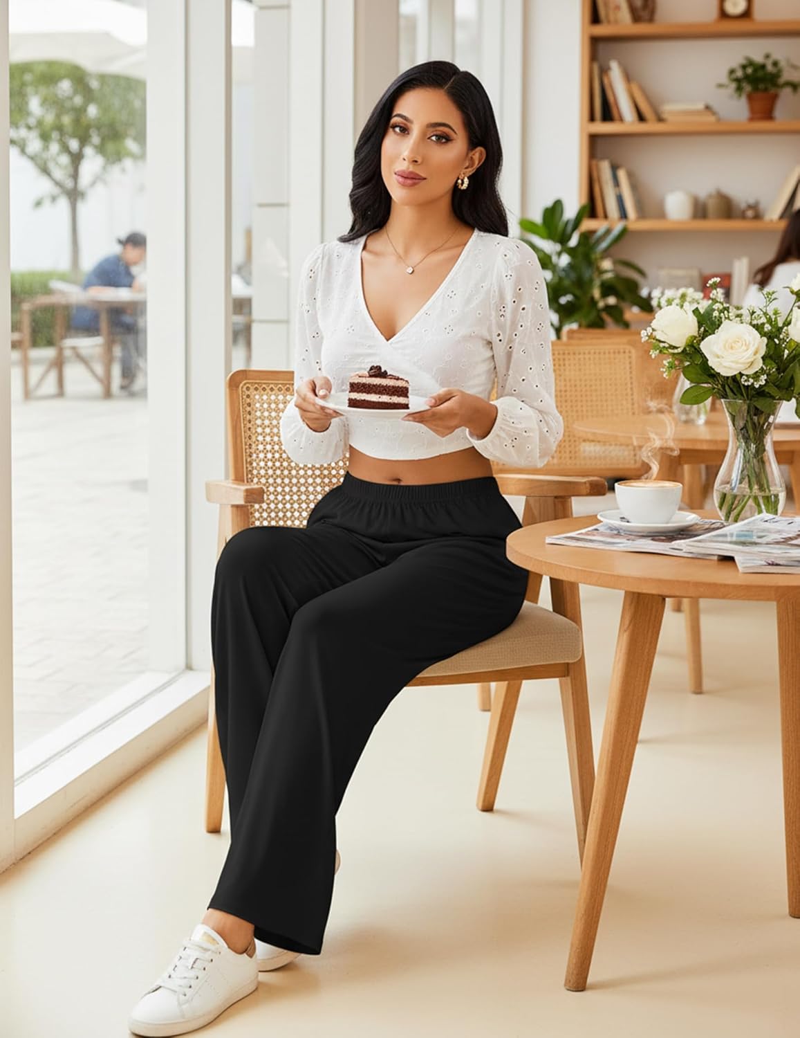 Ekouaer 2 Pack Women Pajama Pants Soft Casual Pajama Bottoms Comfy Wide Leg Sleep Pants Pj Bottoms with Pockets - Image 3