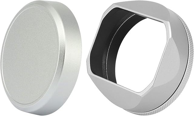 Haoge Square Metal Lens Hood for Fuji Fujifilm FinePix X100V X100F X100 X100S X100T X70 Camera Accessories Silver LH-X54W+Cap-X54W Lens Shade with Cap and 49mm Adapter Ring