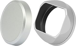 Haoge Square Metal Lens Hood for Fuji Fujifilm FinePix X100V X100F X100 X100S X100T X70 Camera Accessories Silver LH-X54W+Cap-X54W Lens Shade with Cap and 49mm Adapter Ring