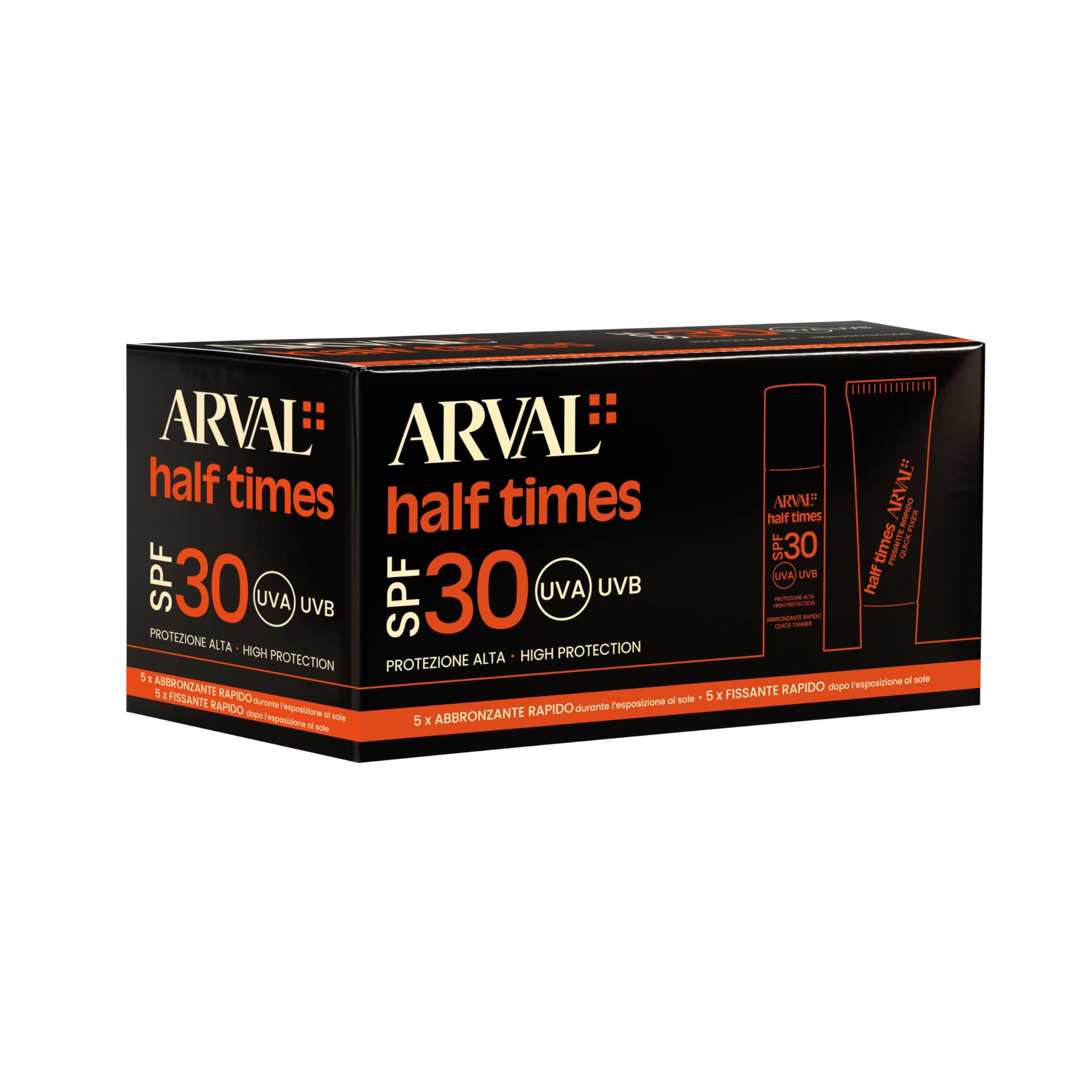 Arval Half Times SPF 30, Abbronzante rapido & Fissante Rapido 5 fl + 5 tb