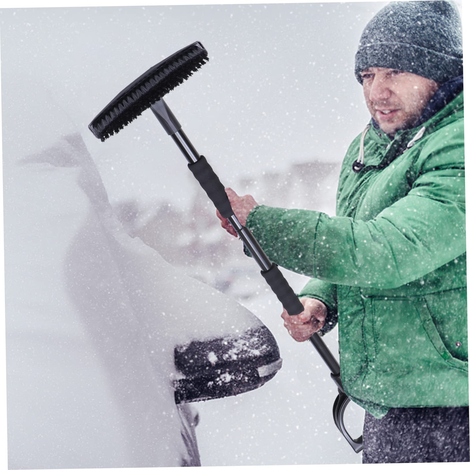 HANABASS Sgombraneve per Auto Raschiaghiaccio e Spazzola Estensibile Pala per Neve per Tetto e Parabrezza Strumenti per Rimozione della Neve per Auto