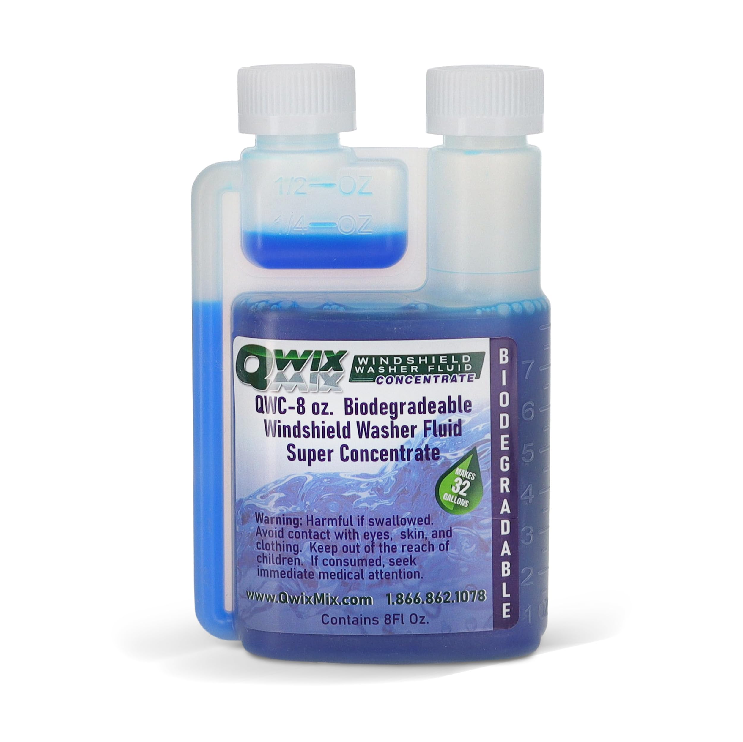 Windshield Washer Fluid Concentrate, 1 Bottle Makes 32 Gallons, 1/4 oz. Makes 1 Gallon 100% Biodegradable