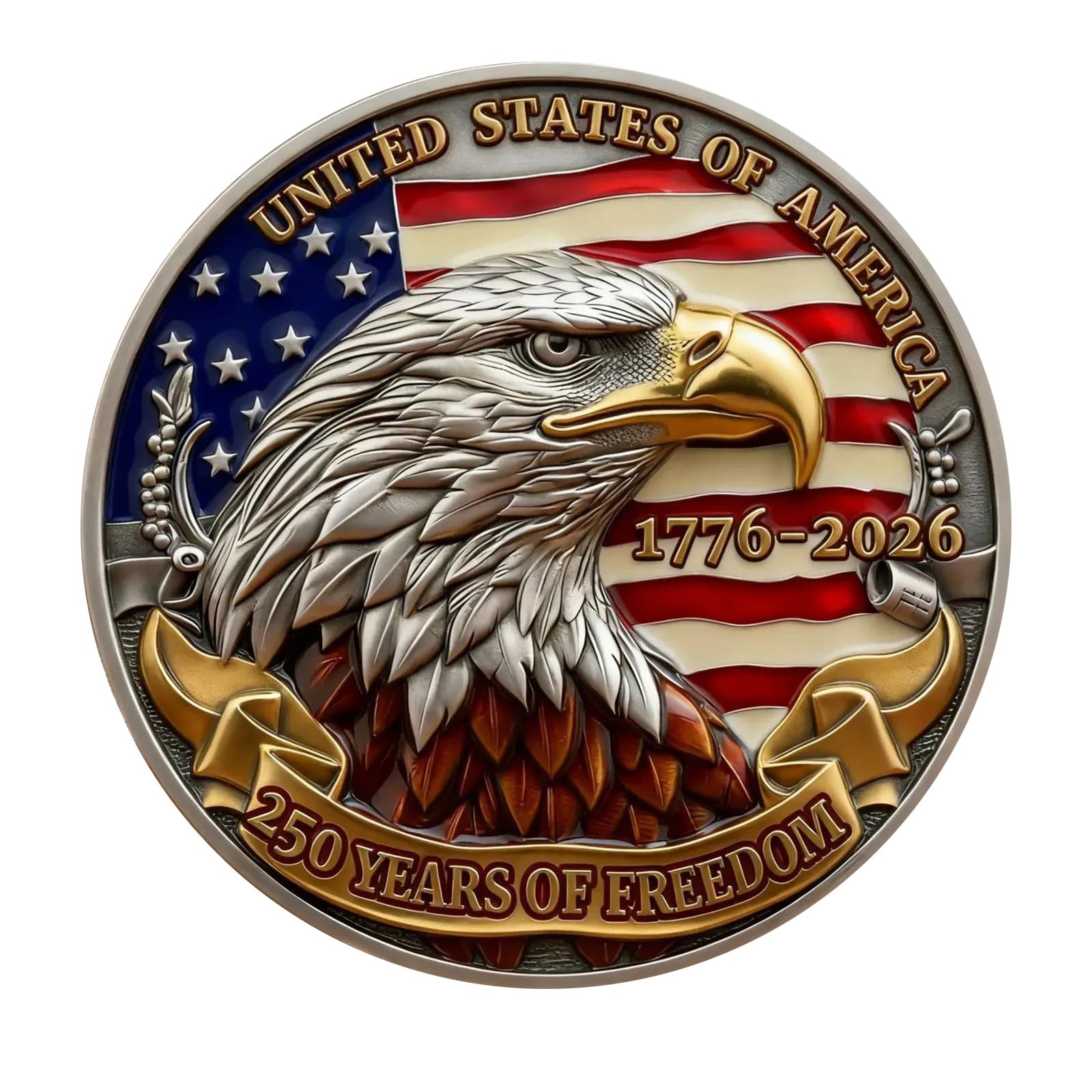 Hsioluted Historical Artifact Coin Commemorating US 250 Years Independence with National Emblems Medals Collectible Gift Collectible Medals