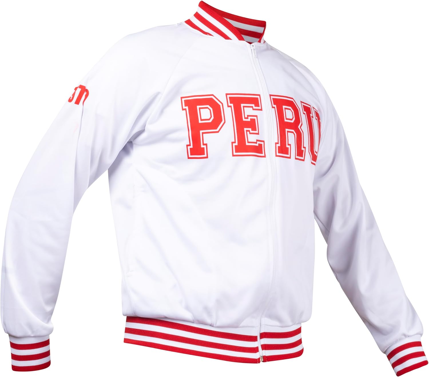 JL Kippha's Nationalist Peru White 1970 Football Sport Jacket Jumper zipped Retro Vintage