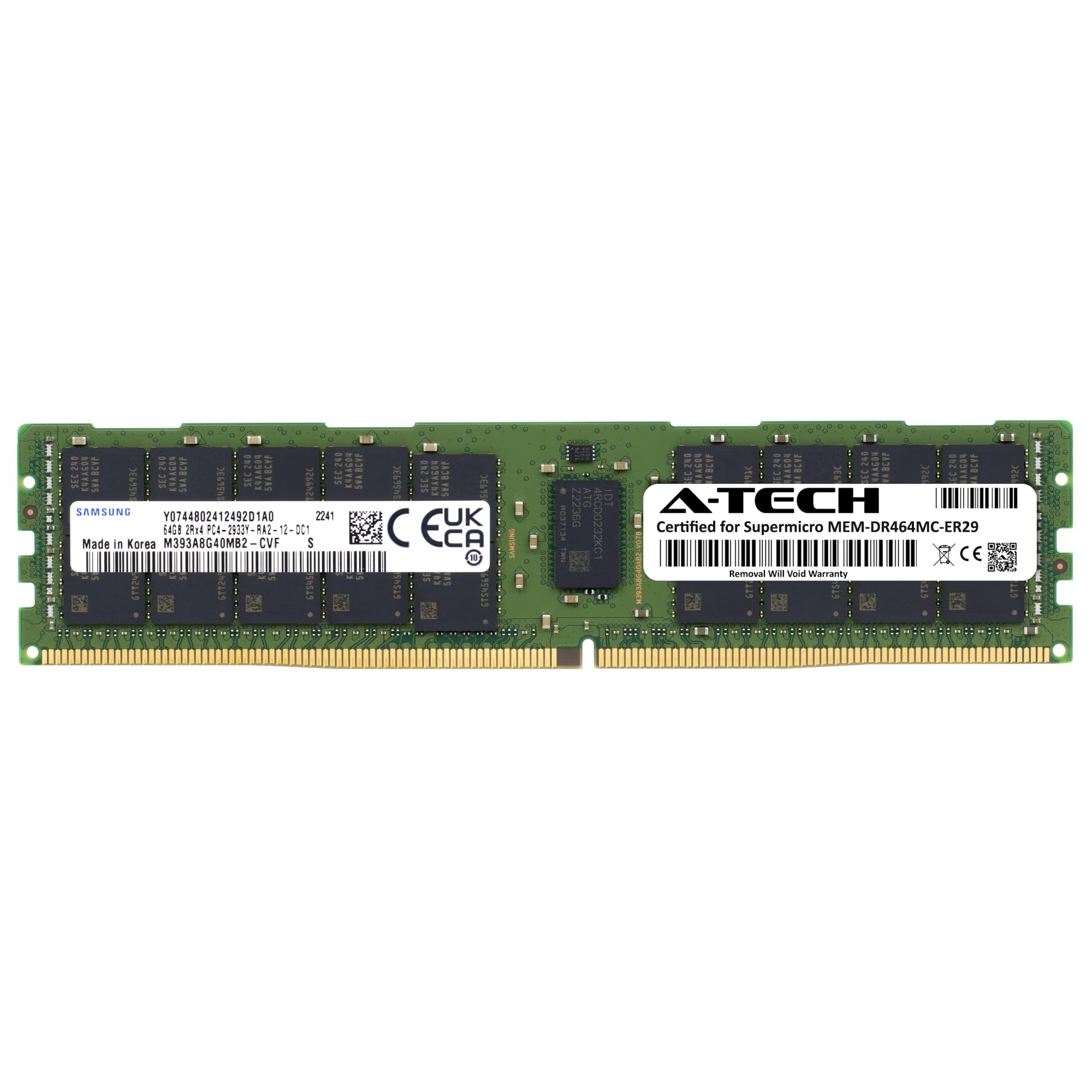 【新品未使用】A-TECH 64GB DDR4 2933MHz ECC RAM A-Tech 64GB DDR4 2933MHz PC4-23400 ECC RDIMM 2Rx4 Dual Rank