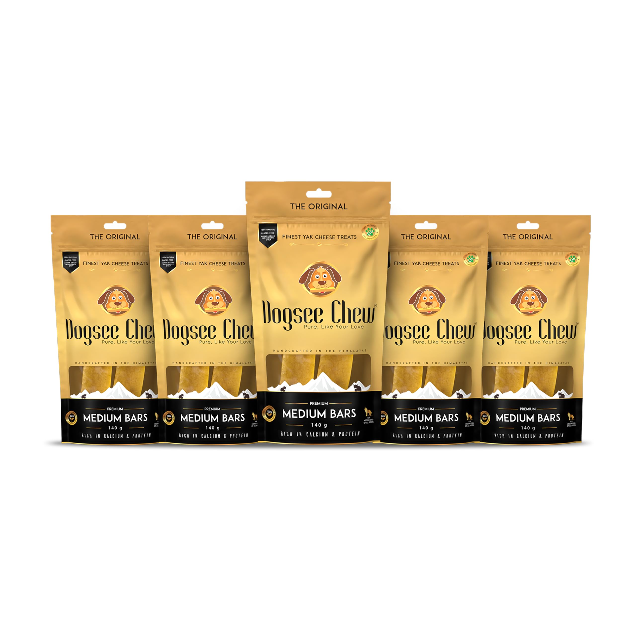 DOGSEE CHEW Bars for Dogs - Medium Bars - 140 G (Pack of 5) | 100% Natural Himalayan Yak Chews | Smoke Dried | Long Lasting | Helps Fight Plaque & Tartar | Promotes Healthy Immune System,Young