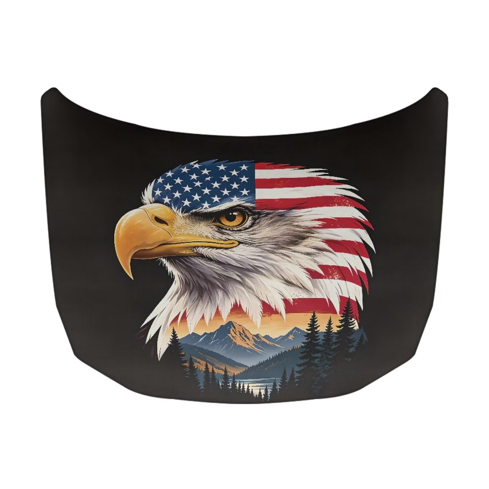 Car Hood Cover Protector Elastic Polyester Bald Eagle Themes Car Hood Wrap Blankets Auto Outdoor Patriotic Decorations Waterproof Auto Accessories for SUV Sedans Trucks Pickup