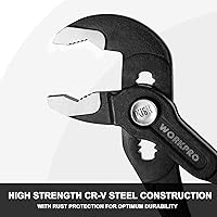 Vista 2 de WORKPRO Alicates de Junta Ranurada de 10 Pulgadas, Alicates de Lengüeta y Ranura de Ajuste Rápido, Alicates de Bomba de Agua con Mordaza en V