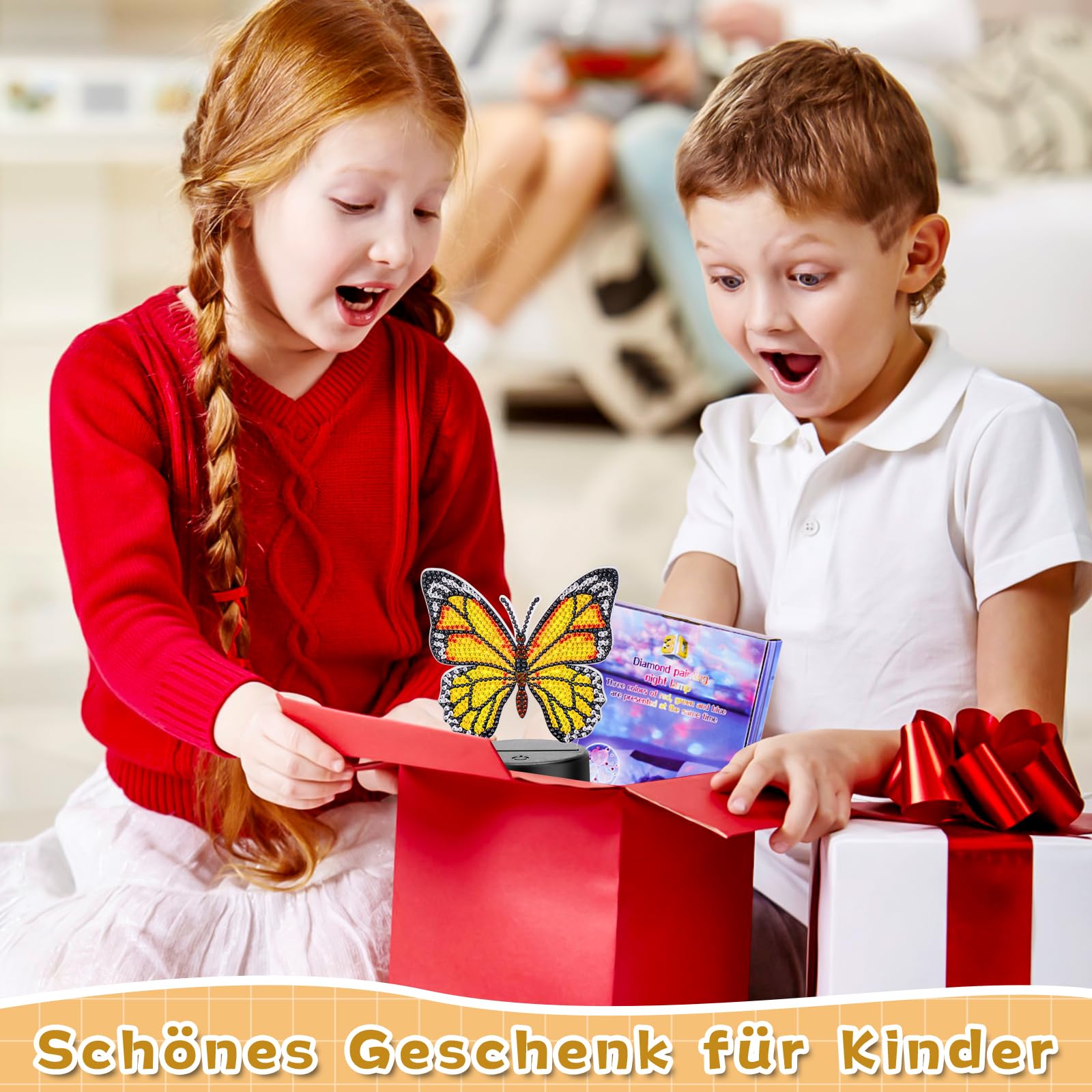 Zoyomax Cadeaux pour filles de 5, 6, 7, 8, 9, 10 ans, papillon Diamond Painting Veilleuse 3D créative Peinture diamant pour enfants, cadeau d'anniversaire pour enfants filles à partir de 6 à 12 ans