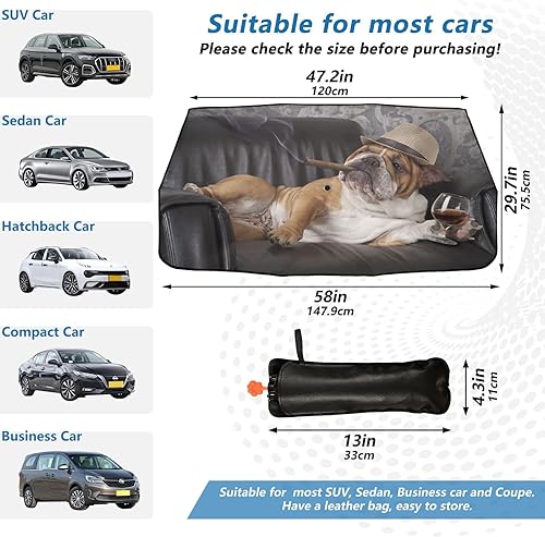 Miniatura 3 de ALAZA Parasol para parabrisas de automóvil, diseño de bulldog inglés fresco en silla de cuero para ventana delantera, protector plegable para