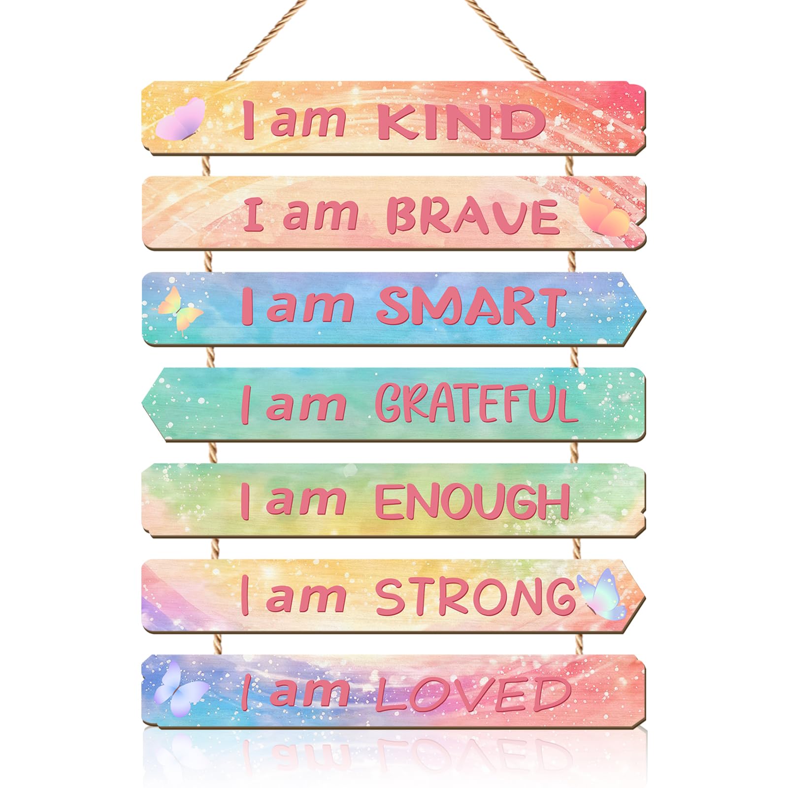 Celestdeco Rainbow I Am Affirmations Wall Sign Kids Kind Brave Smart Loved โ image 1