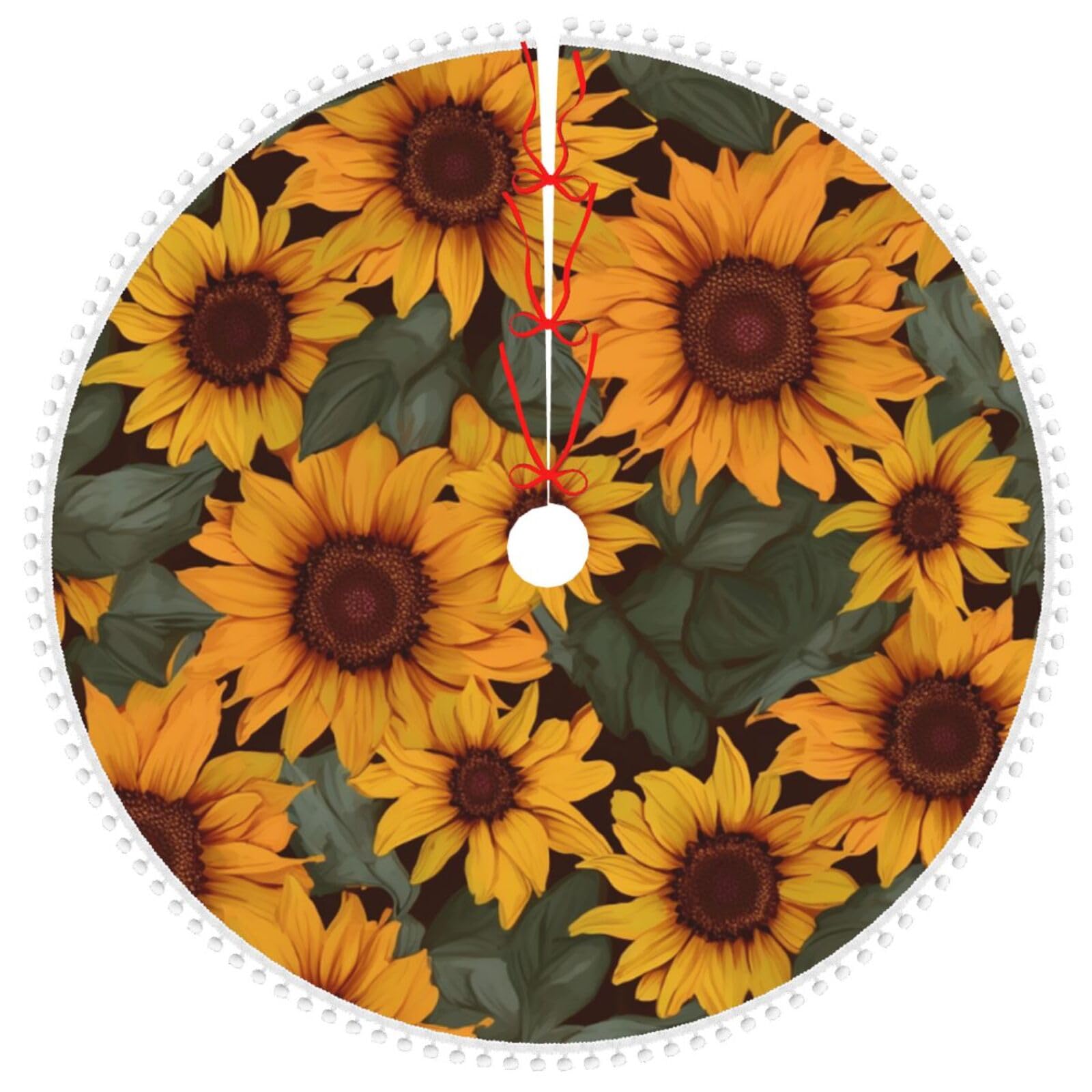 Tapis de sapin de Noël tournesol pour fête en famille