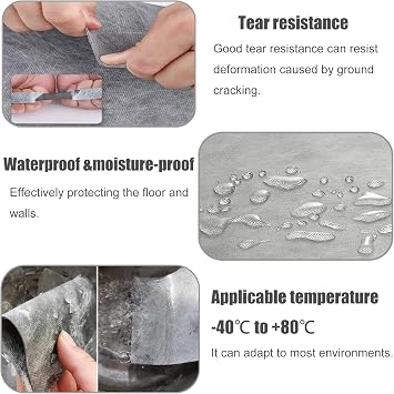MYOYAY 3.3ft x 98.5ft Waterproof Membrane for Shower | 24mils Thick Underlayment Waterproof Polyethylene 323 sq.ft Membrane Polyethylene Fabric Roll for Bathroom, Sauna, Steam Room