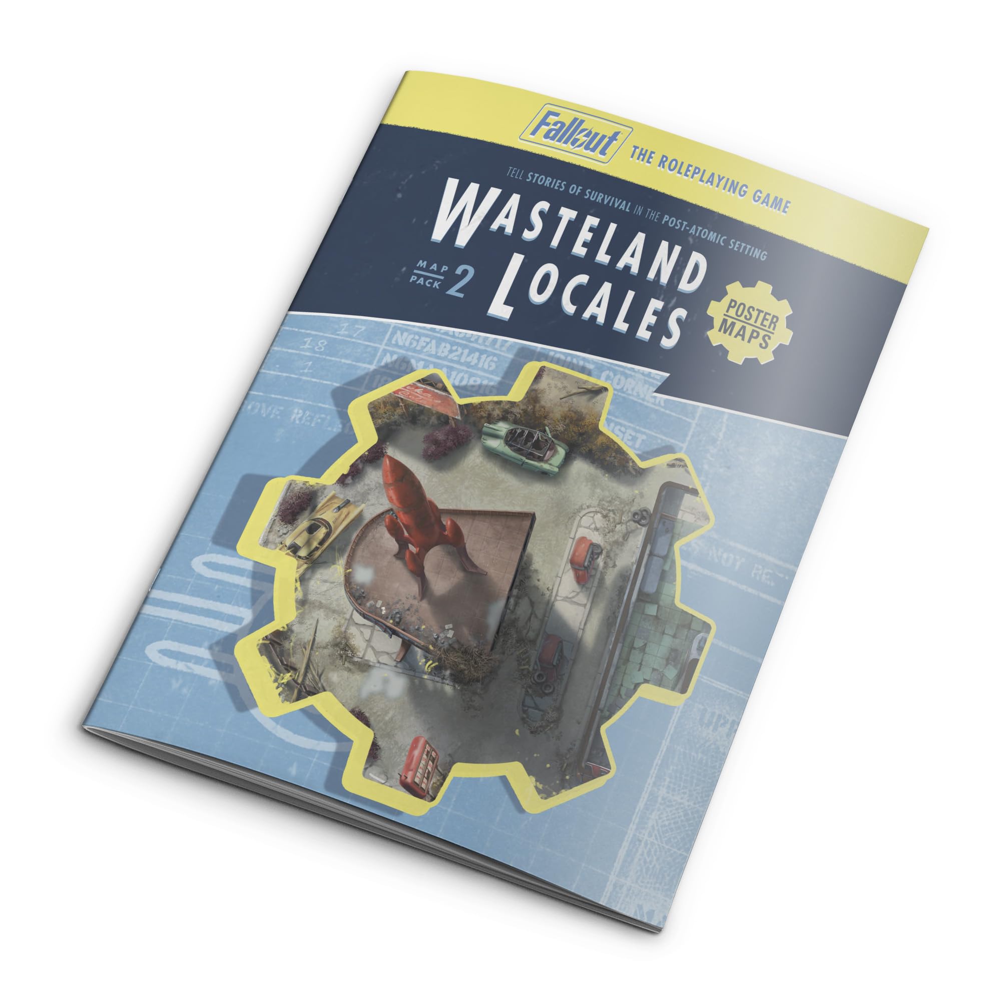 Modiphius Entertainment: Fallout: The Roleplaying Game - Paquete de mapas 2: Wasteland Locales - Libro de rol de 32 páginas y 4 mapas de Doble Cara del tamaño de póster, Mesa