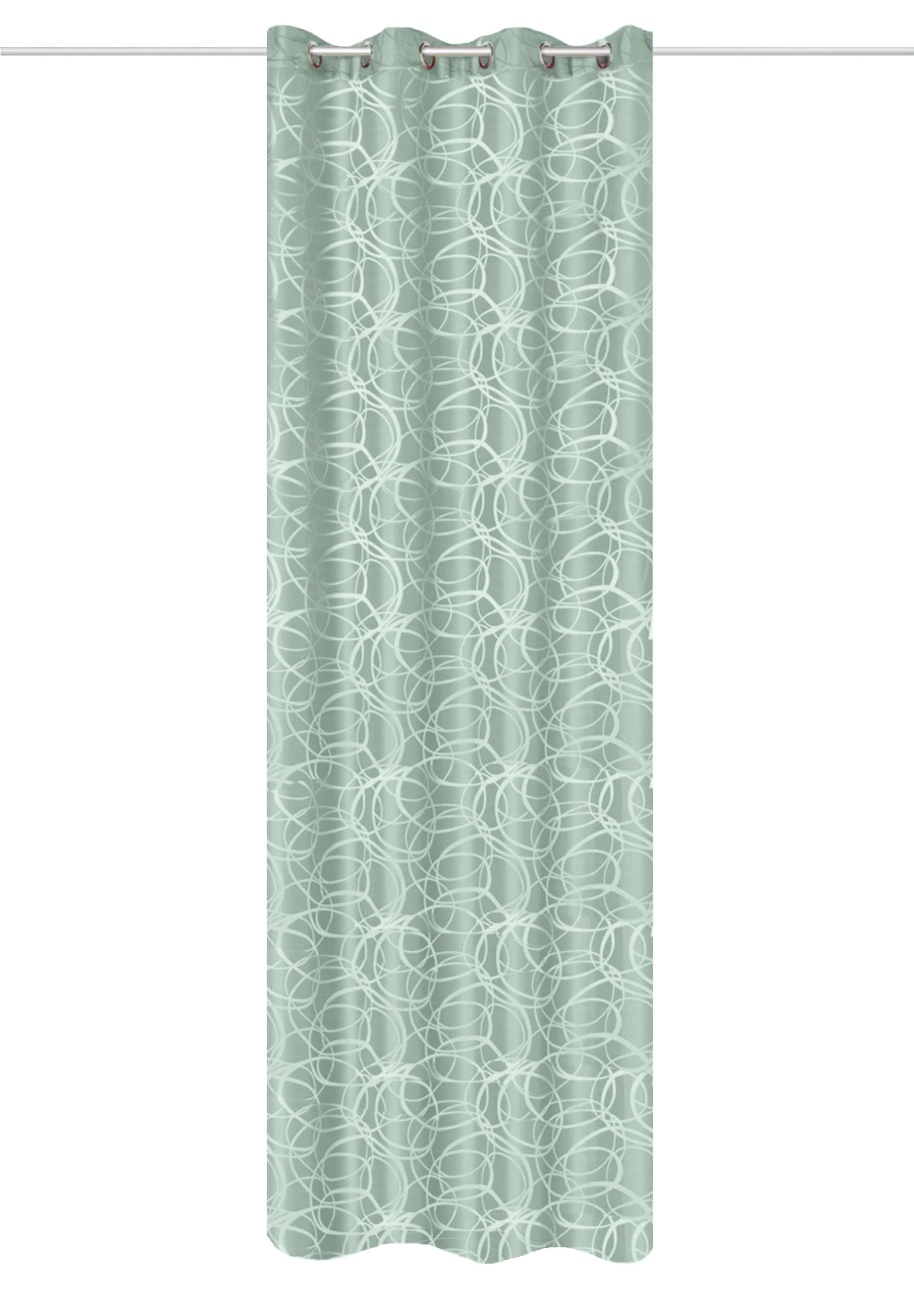 HOME WOHNIDEEN Lenny Eyelet Curtain, Jacquard Pattern Circles, 245 x 140 cm, Opaque, Colour: Lime Green, Size: 245 x 140 cm, Quantity: 1 x