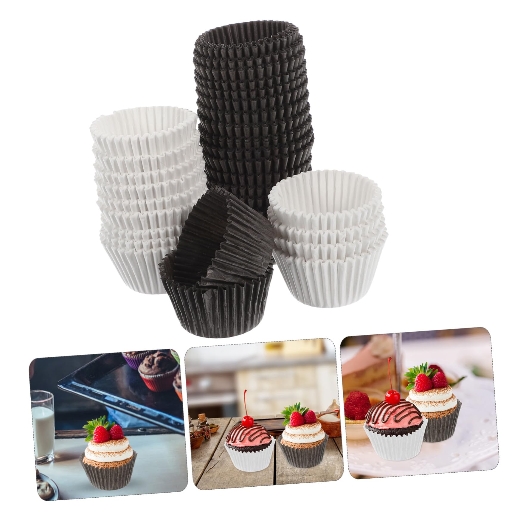 Cabilock 1000 piezas Unidades Moldes Grandes para Cupcakes Papel Grasa y Marrón para Fiestas Cumpleaños Bodas Decoraciones Postres