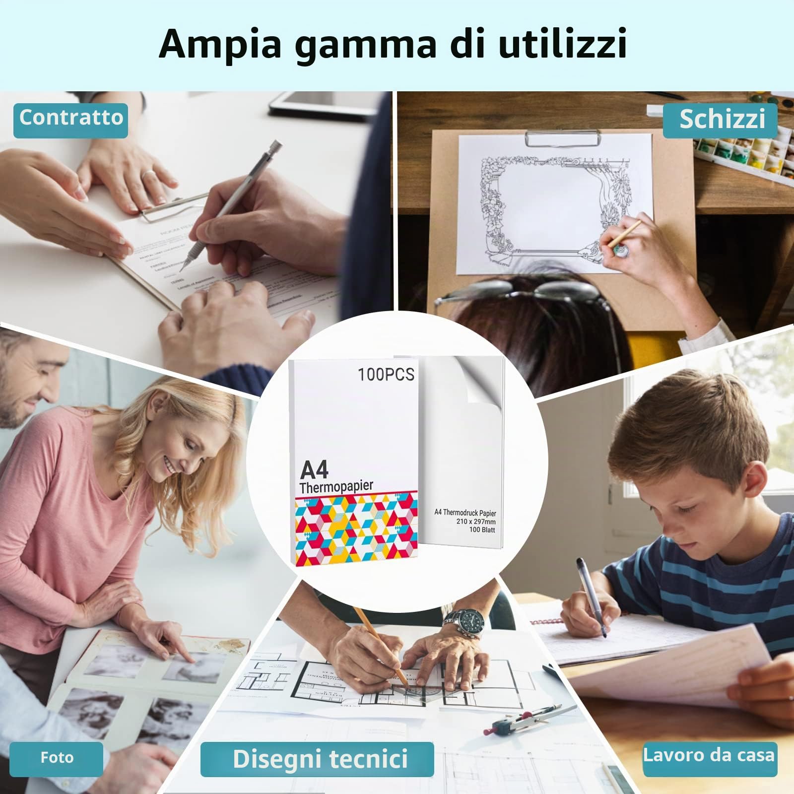 Carta termica A4 M08F-A4 210x297 mm 100 fogli compatibile Brother PJ762/PJ763MFi Phomemo M08F HPRT MT800