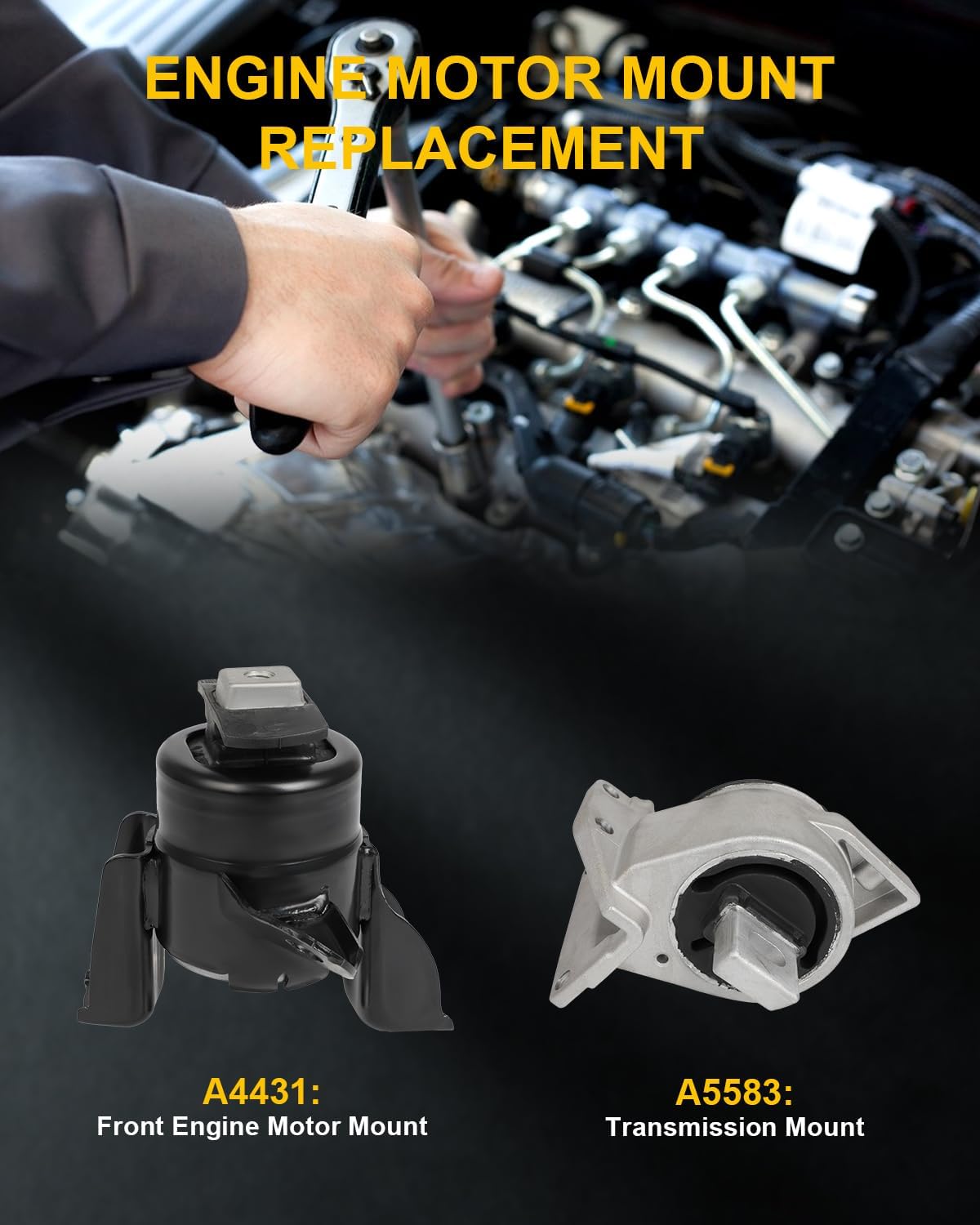OCPTY Engine Motor Mount and Transmission Mount Kit Compatible for Ford Fusion 2006-2012 & Mazda 6 2009-2013 & Mercury Milan 2010-2011, 2.3L 2.5L # A4431, A5583 (2PCS)
