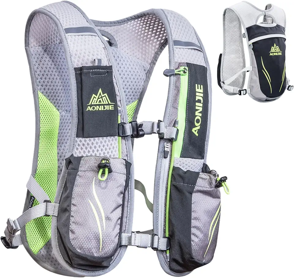 TRIWONDER Colete de corrida para homens e mulheres mochila de hidratação pacote aquático 5,5 L corredor leve maratona trilha caminhada ciclismo (cinza - apenas colete)