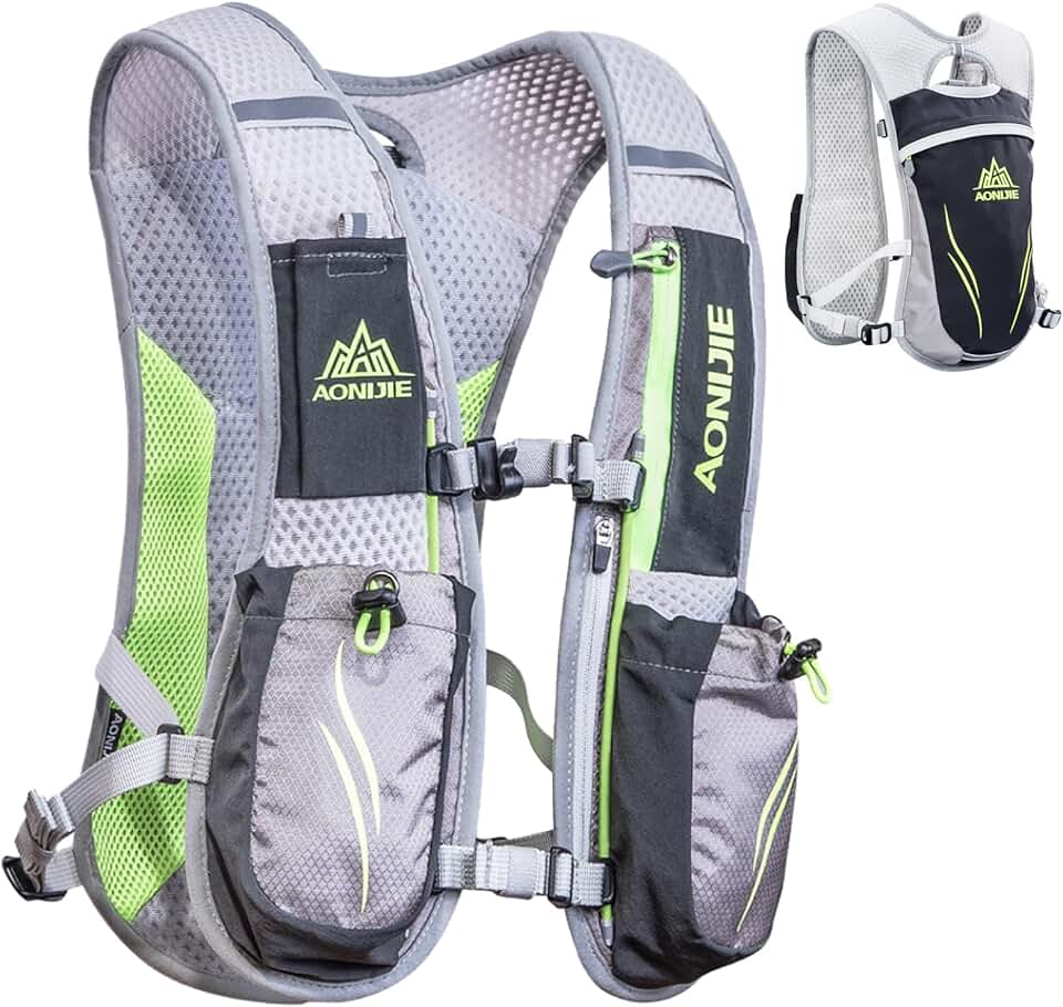 TRIWONDER Colete de corrida para homens e mulheres mochila de hidratação pacote aquático 5,5 L corredor leve maratona trilha caminhada ciclismo (cinza - apenas colete)