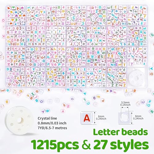 Miniatura 2 de Bundooraking Cuentas de letras cuadradas, letras multicolores, fondo blanco, cuentas acrílicas de 0.236 x 0.236 pulgadas, 28 cuadrículas para hacer