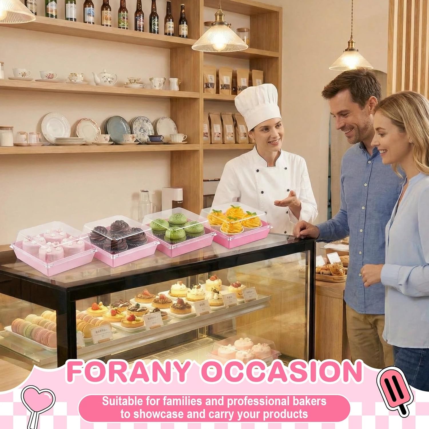 120 Pack Pink Small Charcuterie Boxes with Clear Lids 4.7x4.7 Inch, Disposable Paper Food Containers Dessert Bakery Treat Boxes for Cookies, Cupcake, Slice Cake, Strawberries (4.7'' X 4.7'')