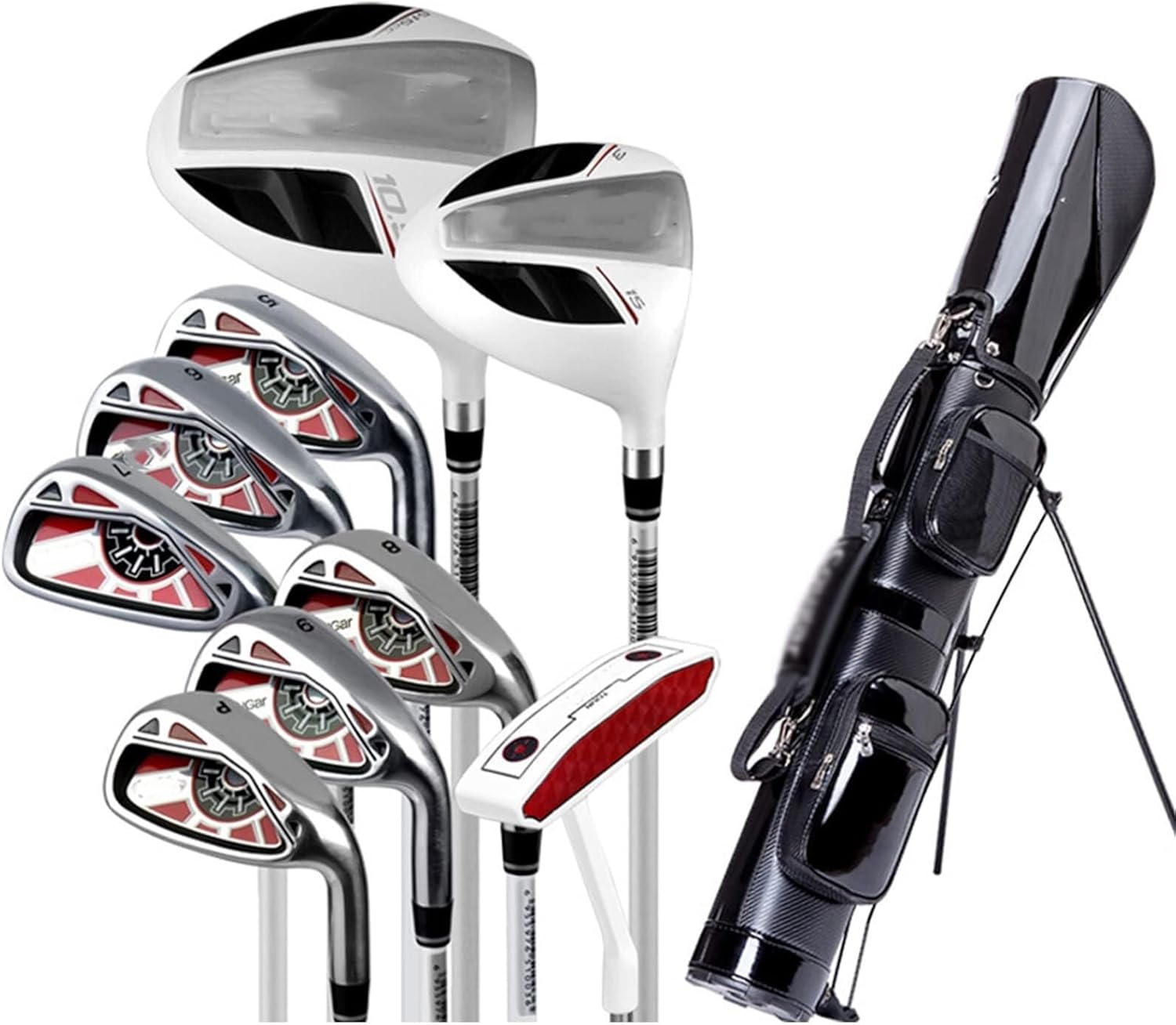 Complete Beginner Golf Club Set, Men's Golf Complete Set, Golf Standard Ball Bag, Carbon Shaft, Pack of 9 with Stand Bag