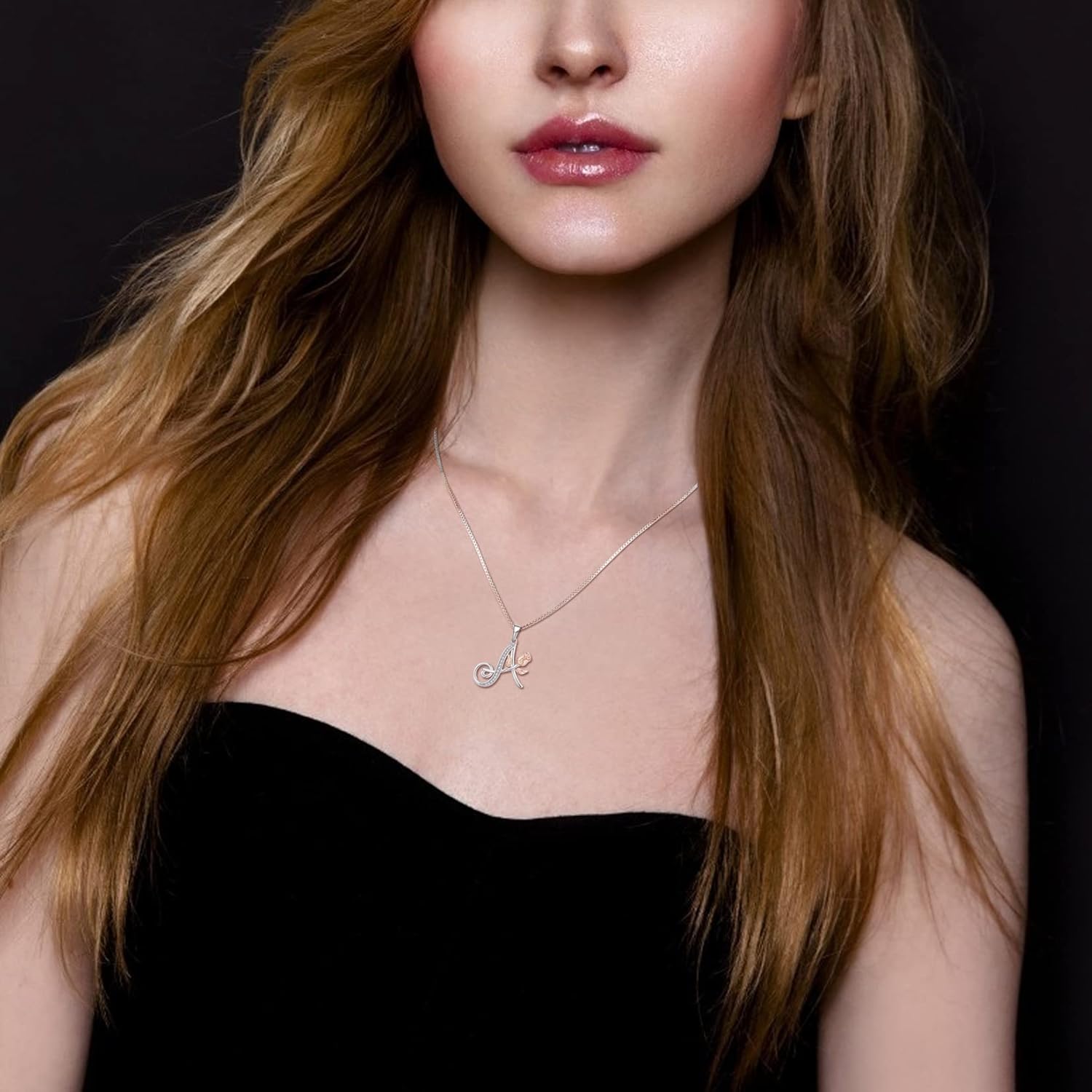 STARCHENIE Initial Necklace for Women Sterling Silver Letters 26 Alphabet Pendant Rose Flower Jewelry Gifts for Family Sisters Friend - Image 2