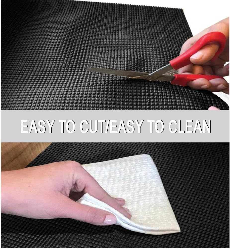 GZHERVICES Non Slip Rug Pad, PVC Multipurpose Non-Slip Mat Cuttable Antislippery Mat Cabinet and Drawer Organization Shelf Liner for Smooth Hard Wooden Floors (Color : Black, Size : 1.2x50m)