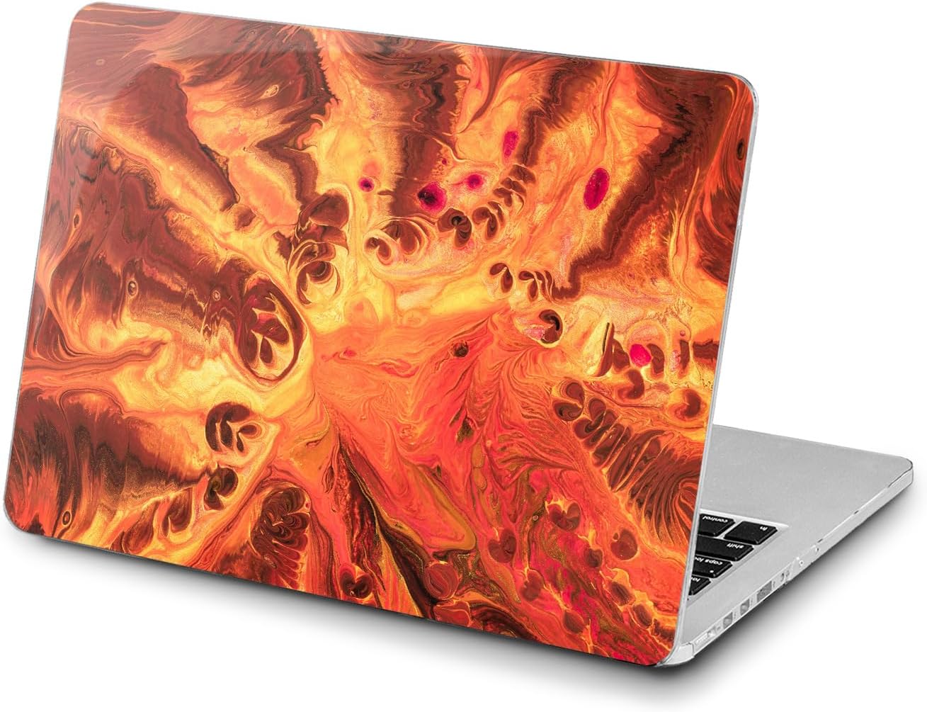 Hard Case Compatible for MacBook Pro 16 14 M3 M2 2023 M1 Pro 13 2022 Air 13 2021 Retina 2020 Mac 11 12 Orange Print Painting Red Lava Design Art Abstract Classy Cover Touch Bar t0303
