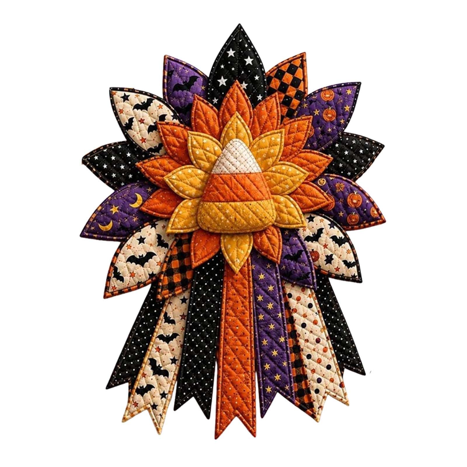 DIY Quilted Halloween Pumpkin Door Hanger Kit,Handmade Patchwork Sewing Craft Set,Seasonal Wall Hanging Ornament,Beginner Friendly DIY Project for Autumn Home Front Door Party Decor，F