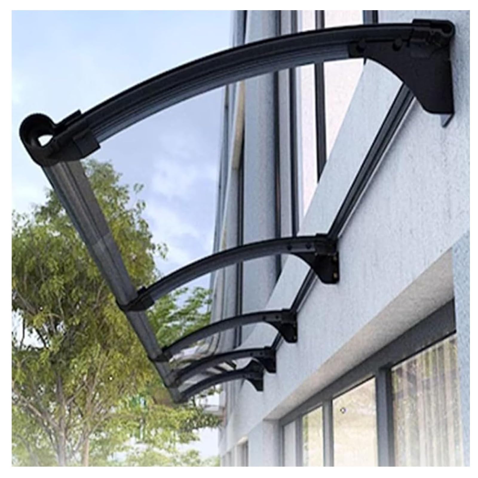 GJZQDKX Outdoor Sun and Rain Protection Canopy with Polycarbonate Cover Window Awning for Rain and Snow Porch Shade Door Awning (80x180cm/32x71in)