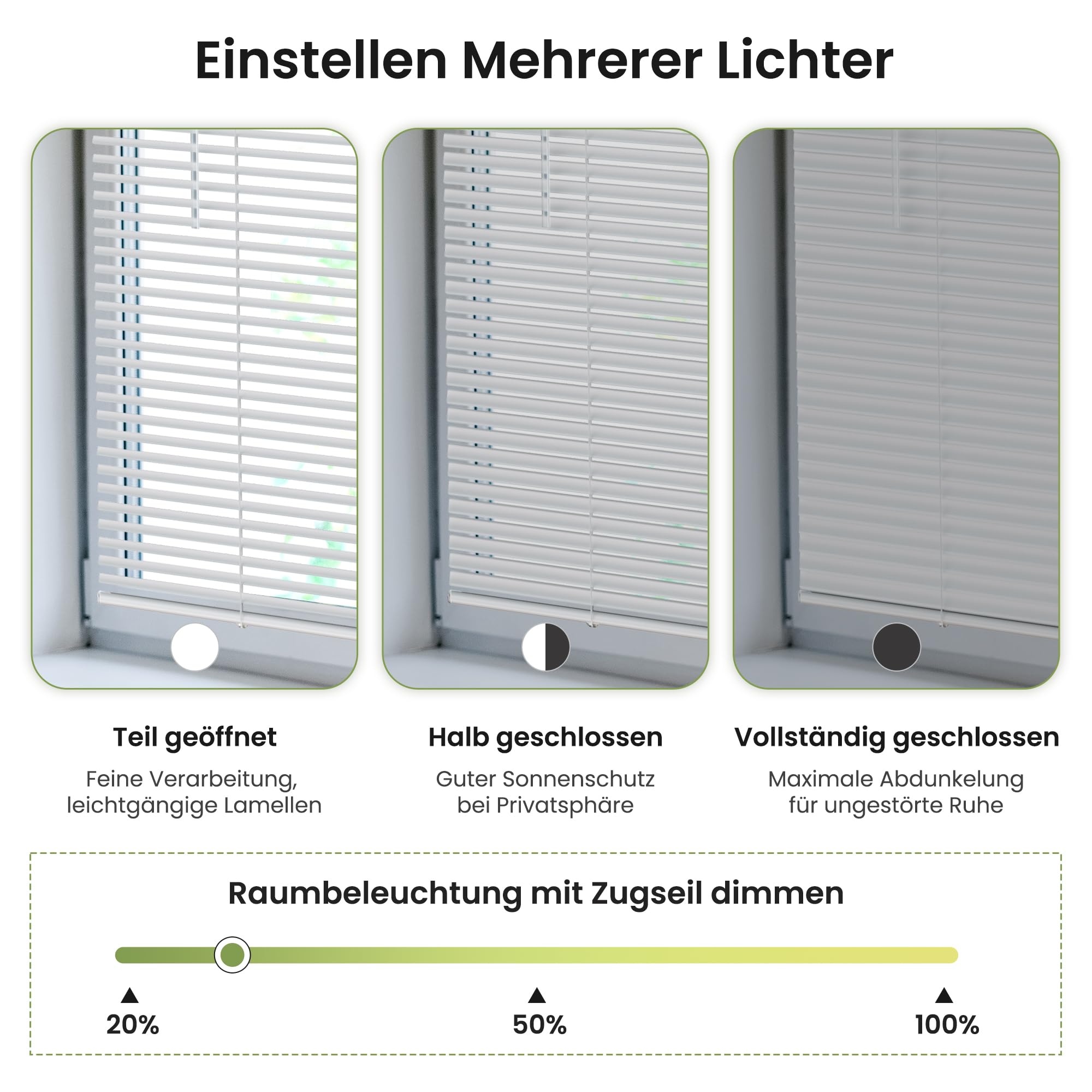 Buseu Aluminium Jalousie 115 x 175cm Klemmfix ohne Bohren Weiß