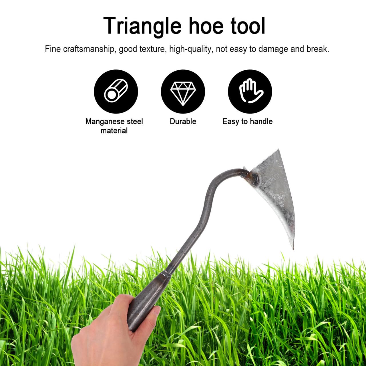 DOITOOL Zappa triangolare da giardino per concimare diserbo piantagione scavare terreno livellamento zappa paesaggistica in acciaio inossidabile