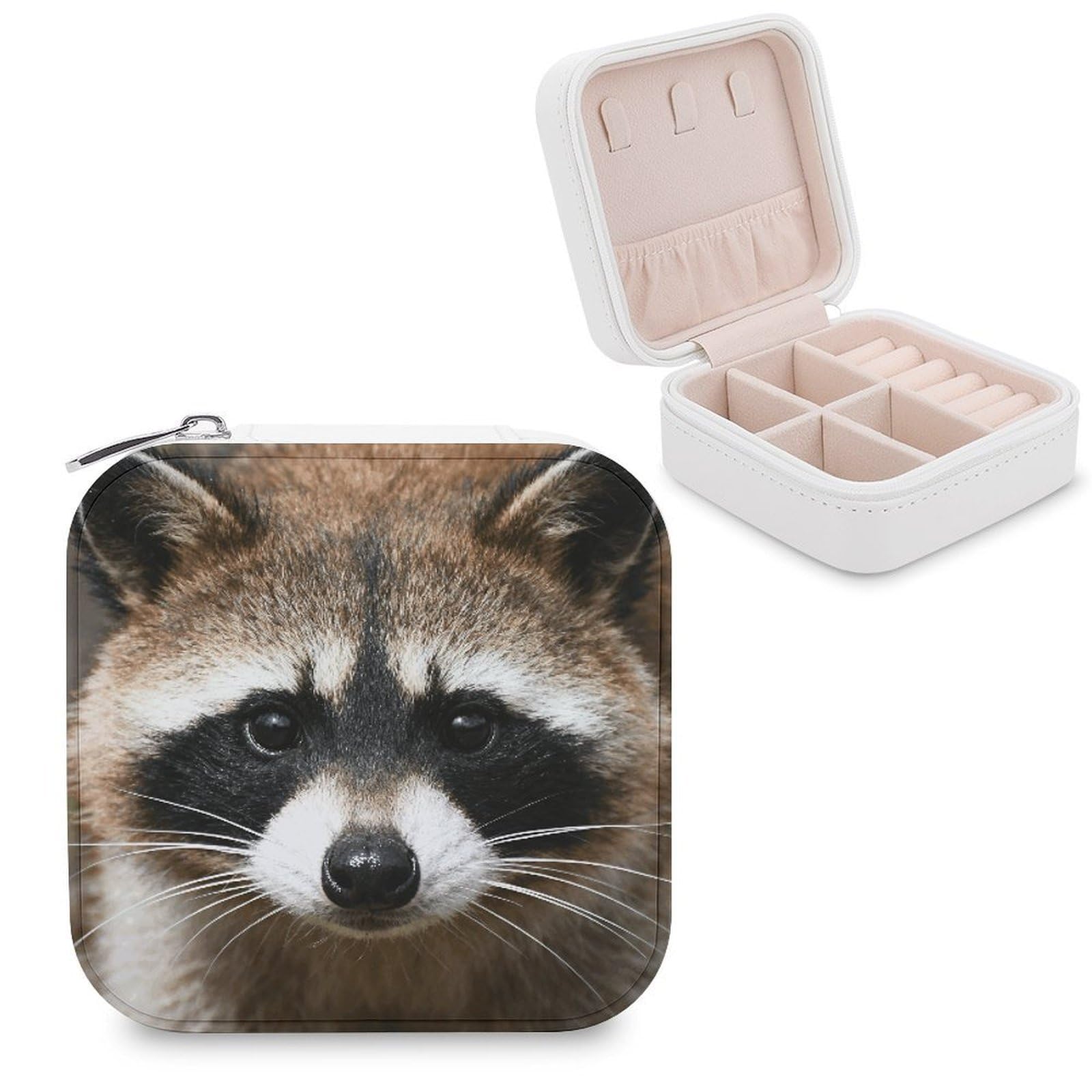 FekiLoot Raccoon Face Jewelry Box Exquisite Jewelry Organizer Silver Gold Trinket Storage Case Multi Compartments Cute Earrings Ring Necklace Holder For Woman Household Gift
