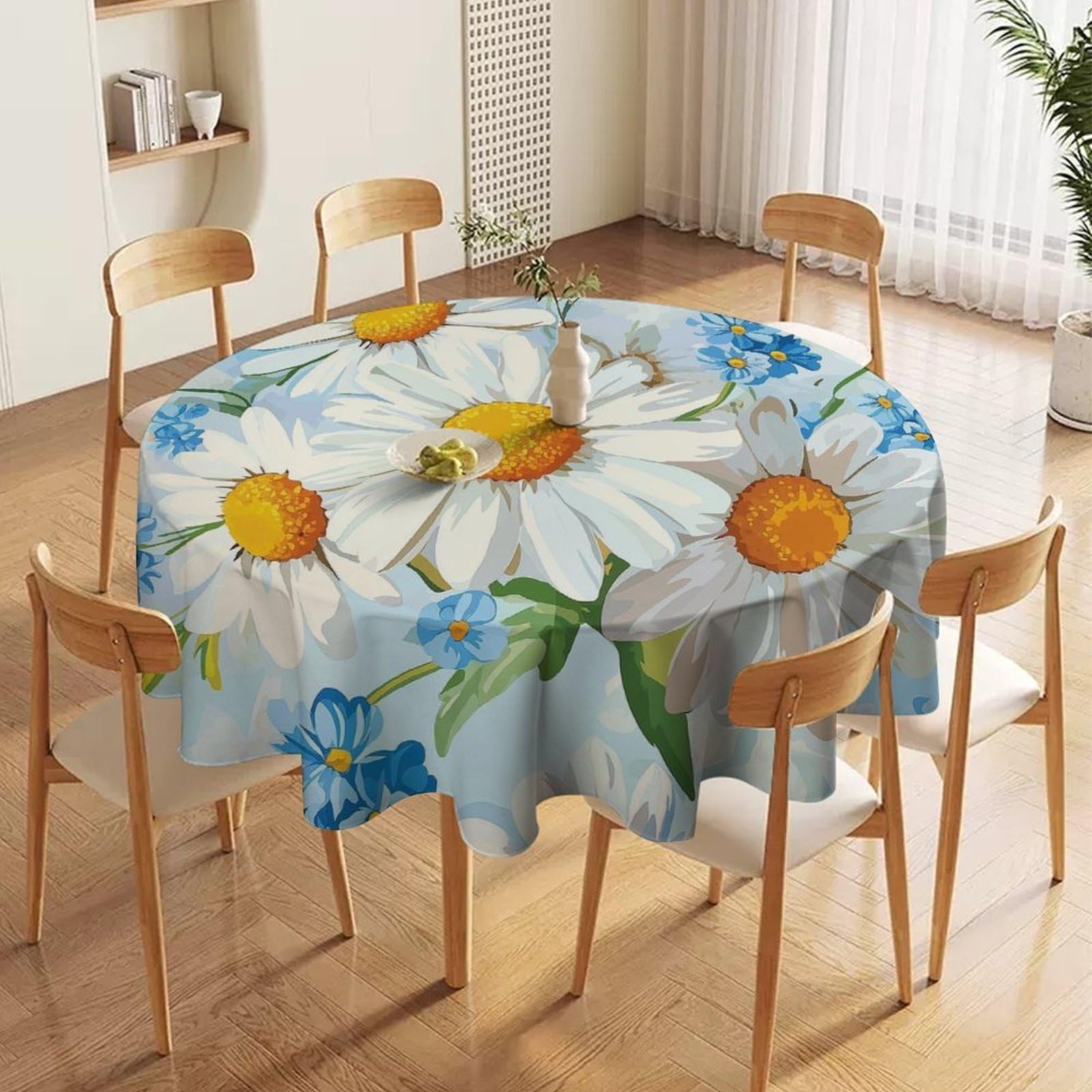 ORDOBO 3D Print Round Tablecloth - Seashell Starfish Fashion Waterproof Dust-Proof Table Cover For Dinner Kitchen Holiday Home Protect Table Decoration 127X127Cm