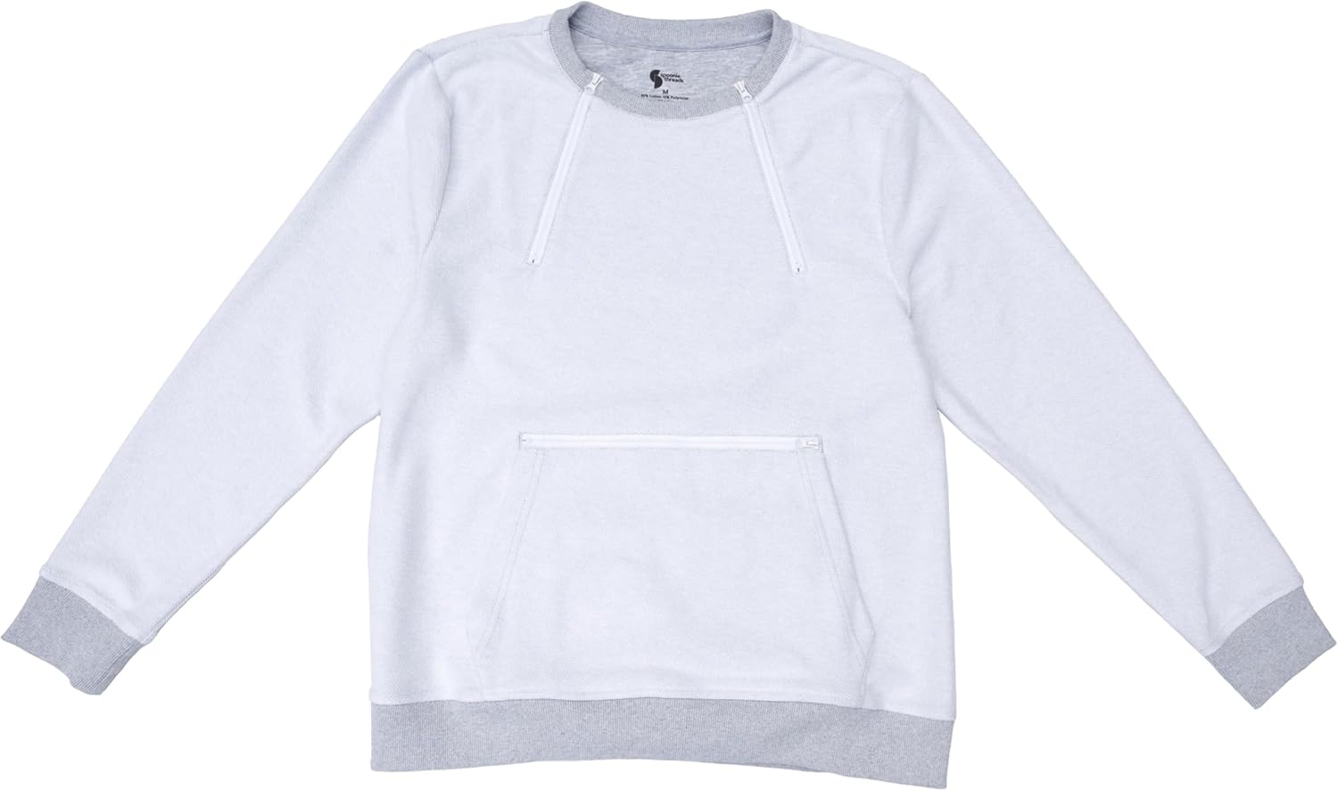 Spoonie Threads Heather Gray Triple Zip Crewneck Sweatshirt