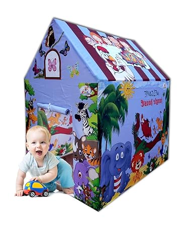GALACTIC Jumbo Big Size Extremely Light Weight Water Proof Kids Play House Tent for 10 Year Old Girls and Boys-Circus House Tent (JUNGAL Tent)