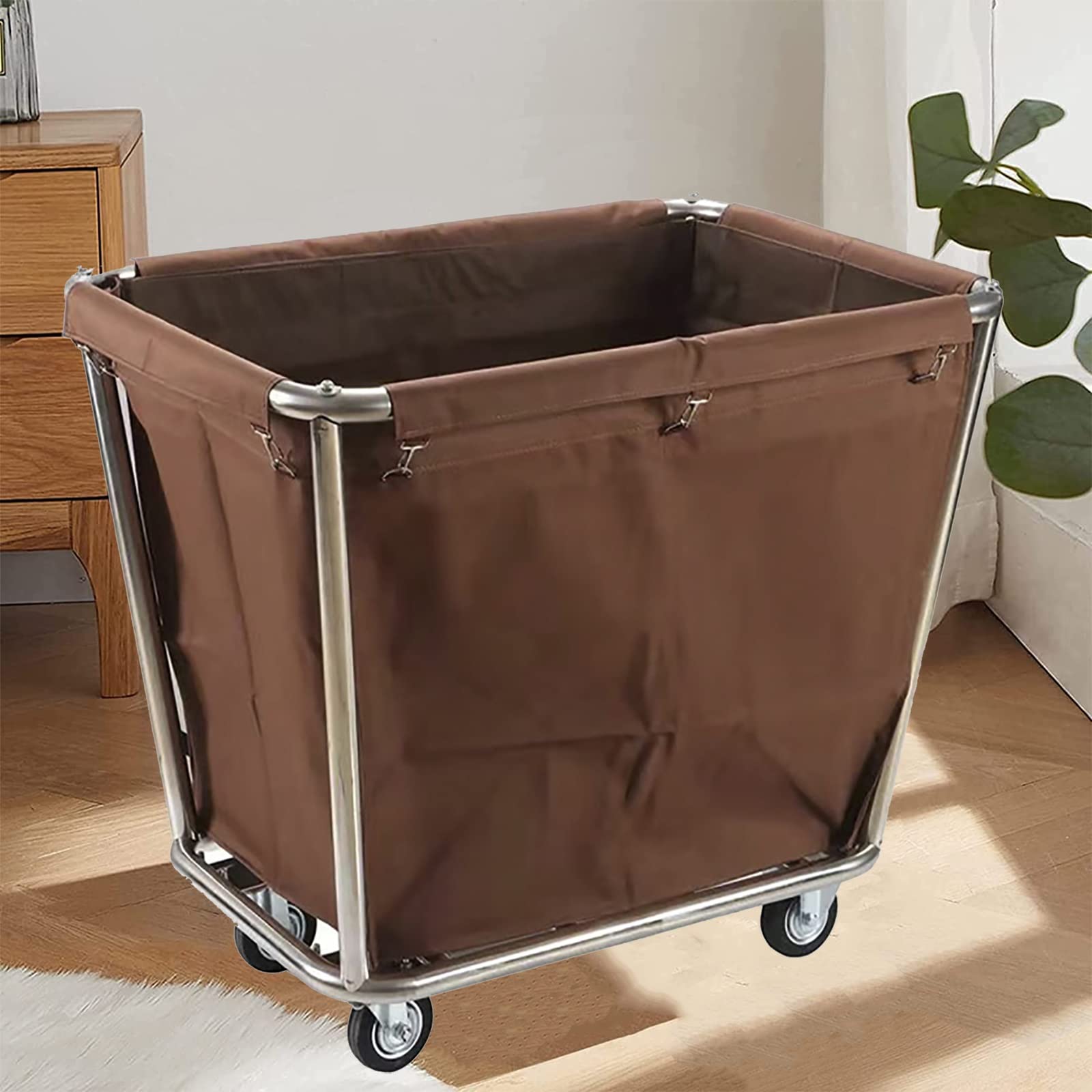 Chariot de rangement pour linge robuste en métal avec sac amovible