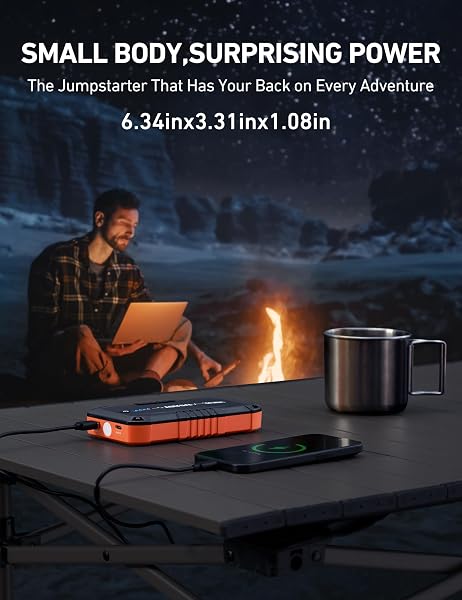 AstroAI Booster Pack Jump Starter, Car Battery Booster Jump Starter for Up to 6.0L Gas or 3.0L Diesel Engine, with 3 Modes Flashlight, Jumper Cable for 12V Motorcycle Car and SUV, S8 Mini 1200A S8 Mini-1200A - 3