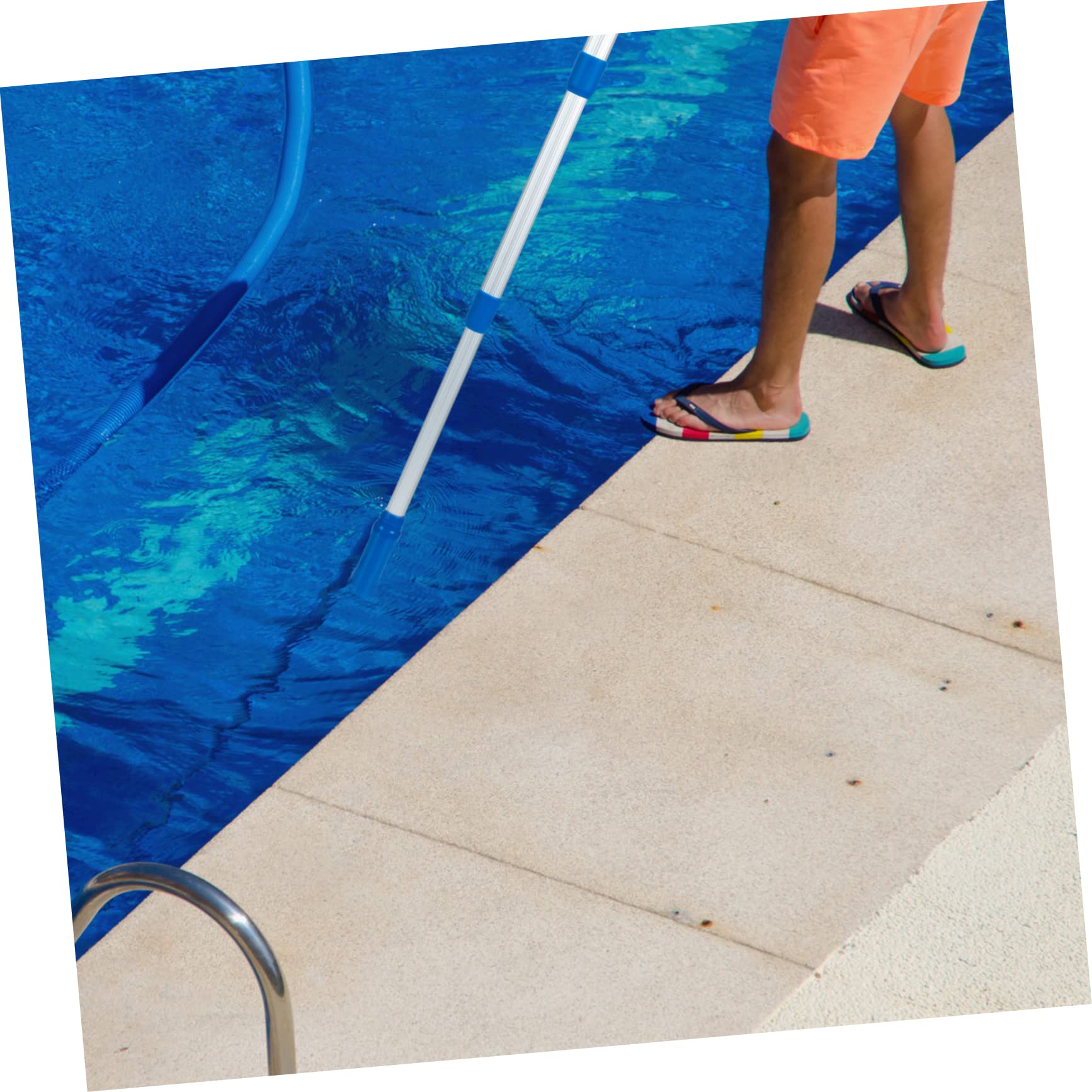 Brosse de Piscine en Aluminium et Abs Robuste Bleue Manche Télescopique pour Nettoyage des Murs et Carrelages de Piscine