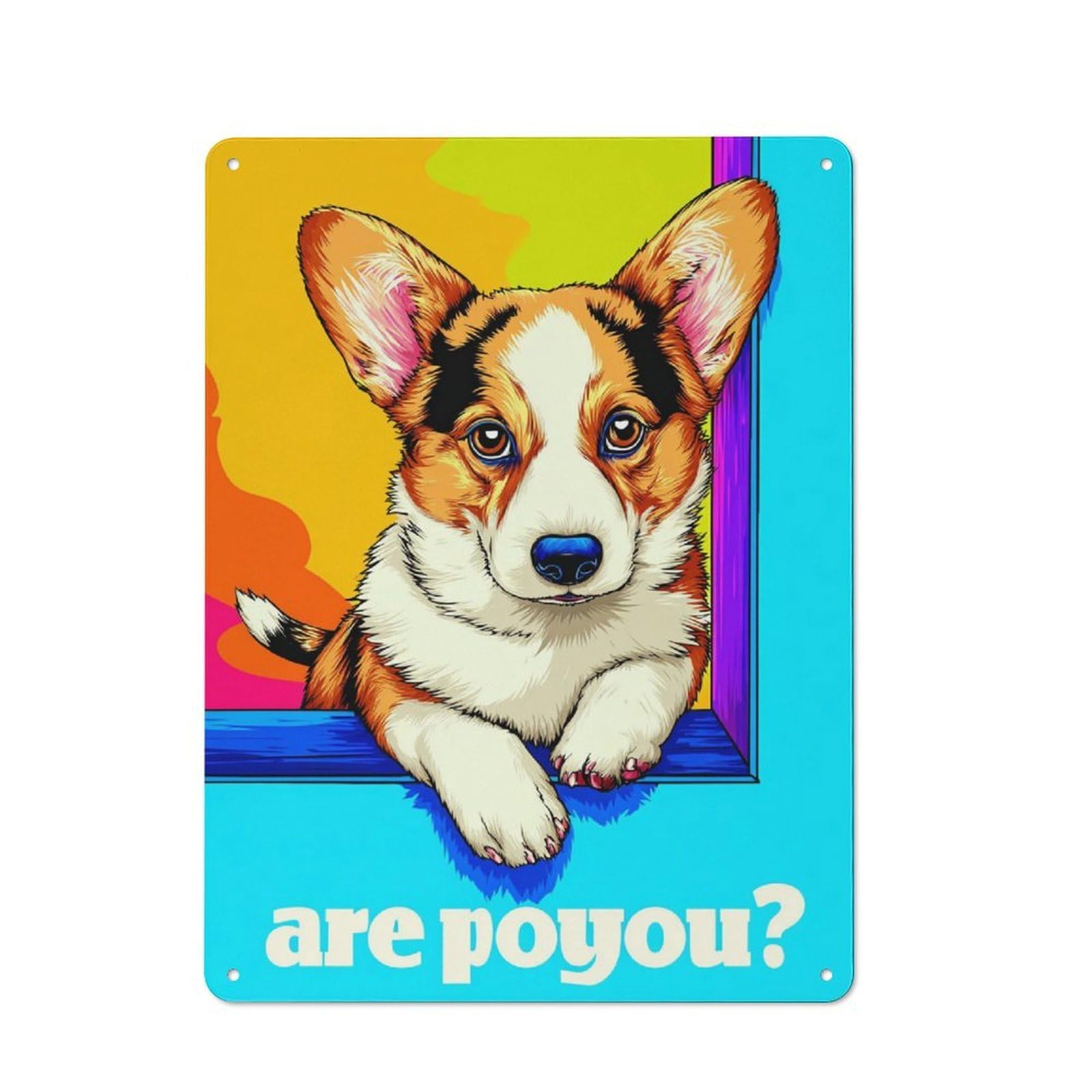 Junmoney Whimsical Corgi Illustration Retro Tin Sign 40X30cm For Lounge Or Reading Corner, For Home Wall Decor Collectors