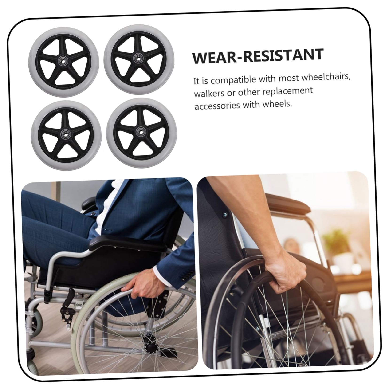 Didiseaon Ruedas Delanteras de Repuesto para Silla de Ruedas, 4 Piezas, Rodaje Suave, Antideslizantes, para Uso Interior y Exterior