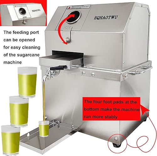 Miniatura 7 de Exprimidor de caña de azúcar, prensa eléctrica de caña de azúcar, de escritorio, caña, jengibre, sorgo, tallo, extractor, 3 rodillos de acero