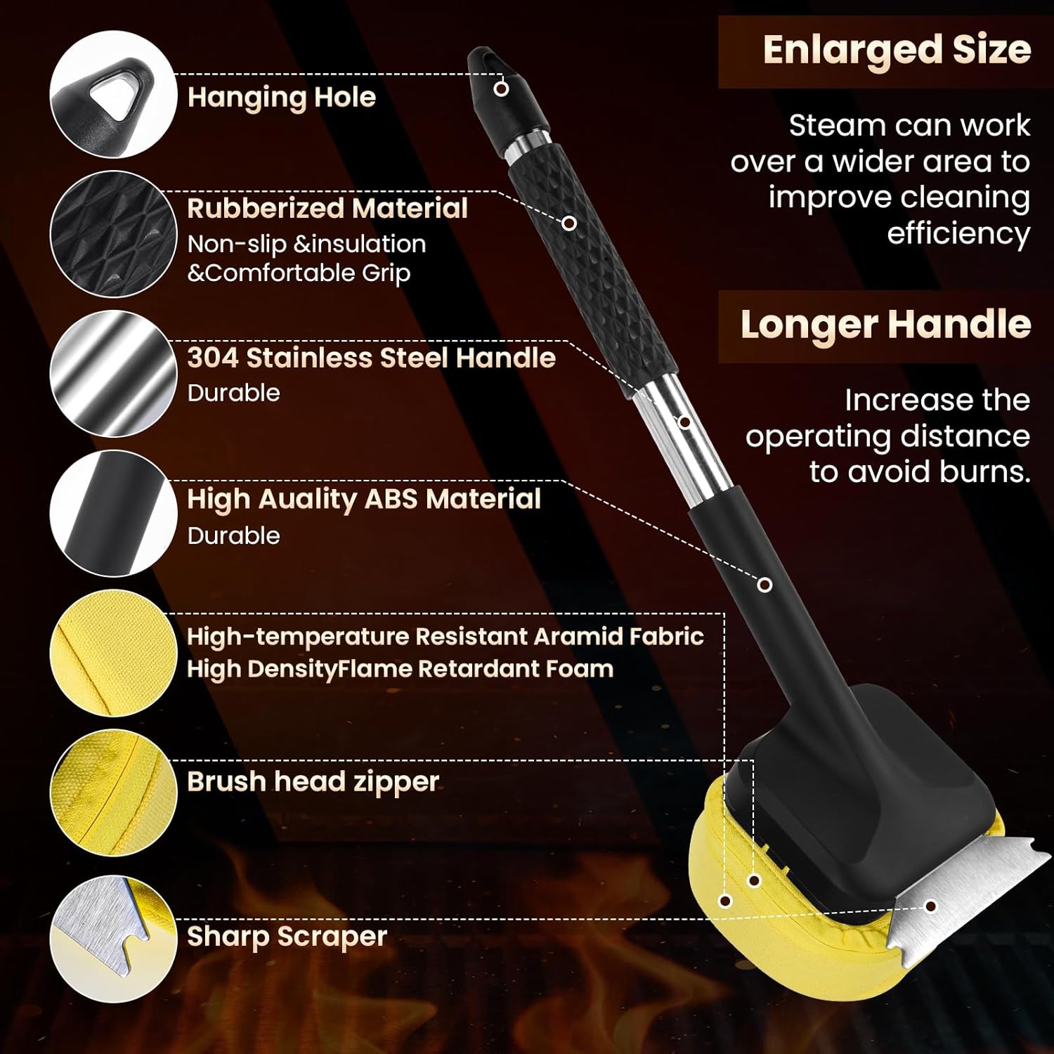 Steam Grill Scruber Brush for Outdoor Sponge Grill-Steam Grill Cheaning Scraper BBQ Brush-BBQ Accessory Grill Heavy Duty Brush for Grill Cleaning Scraper + Bristle Free Grill Brushs for Any Grill
