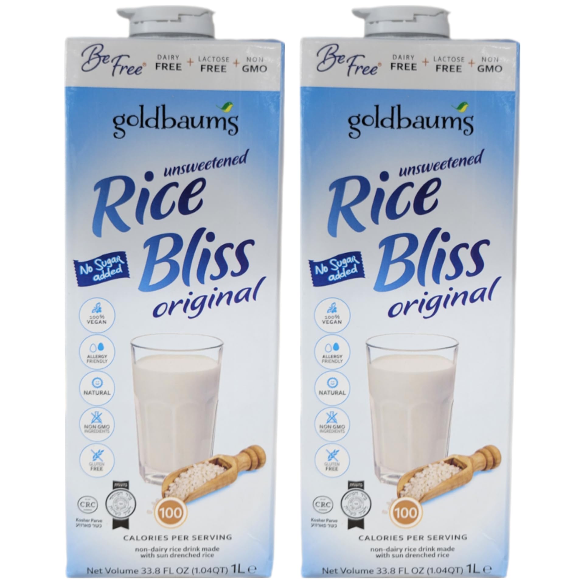 Goldbaums Rice Bliss Original Unsweetened Rice Drink, Dairy Free, Non-GMO, 33.8 fl oz, Pack of 2