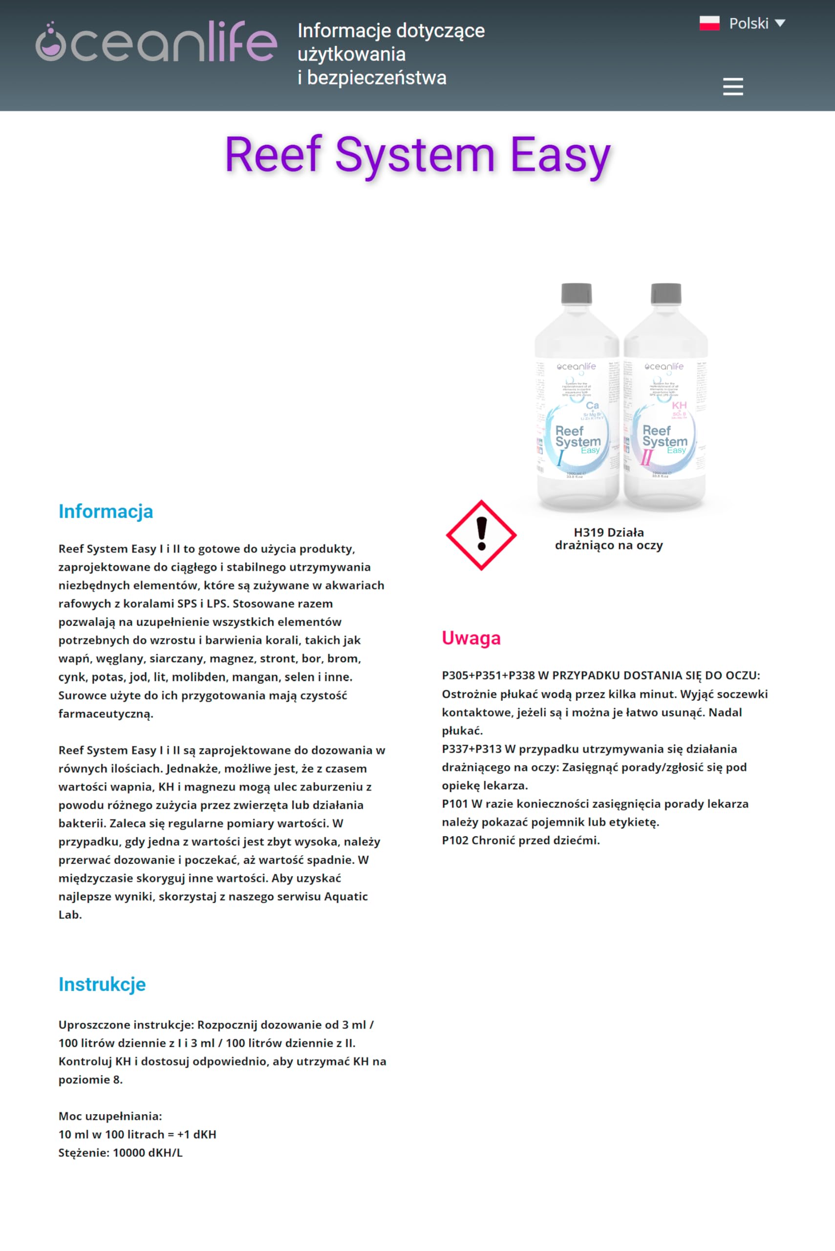 Oceanlife Reef System Easy I e II - 1000 ml